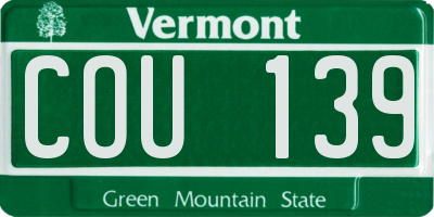 VT license plate COU139