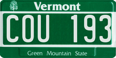 VT license plate COU193