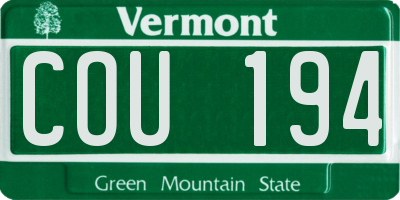 VT license plate COU194
