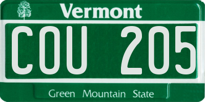 VT license plate COU205