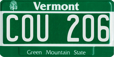 VT license plate COU206