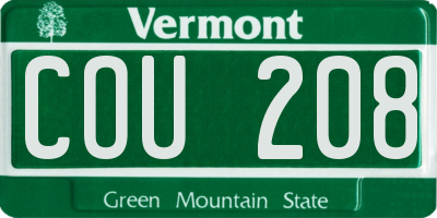 VT license plate COU208
