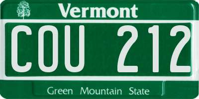 VT license plate COU212