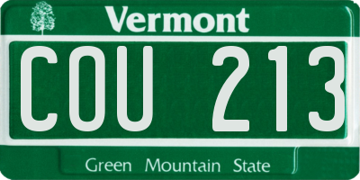 VT license plate COU213