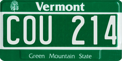 VT license plate COU214