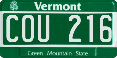 VT license plate COU216