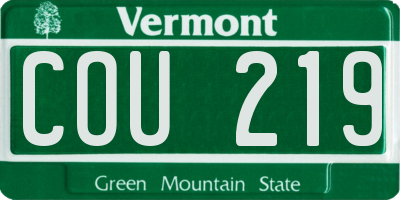 VT license plate COU219