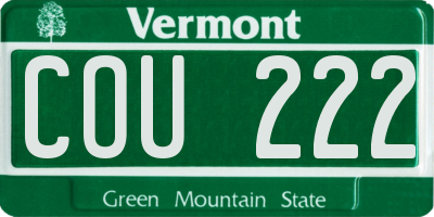 VT license plate COU222