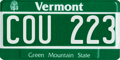 VT license plate COU223