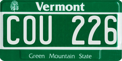 VT license plate COU226