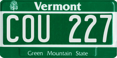 VT license plate COU227