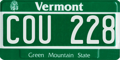 VT license plate COU228