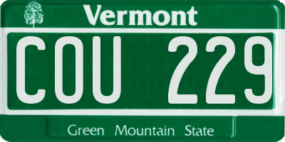 VT license plate COU229