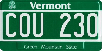 VT license plate COU230