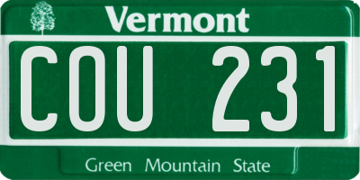 VT license plate COU231