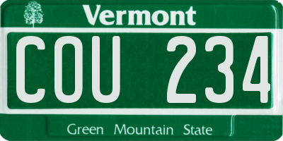 VT license plate COU234