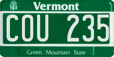 VT license plate COU235