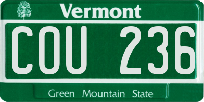 VT license plate COU236