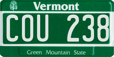 VT license plate COU238