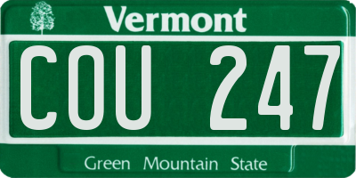 VT license plate COU247