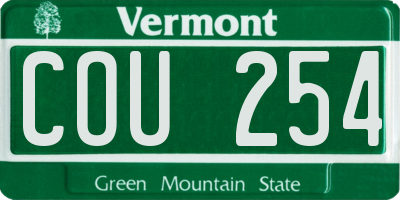 VT license plate COU254