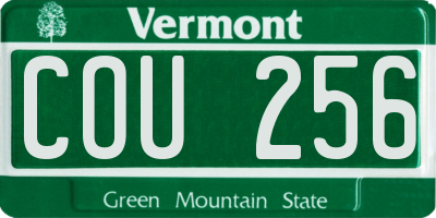 VT license plate COU256
