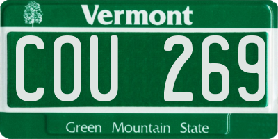VT license plate COU269