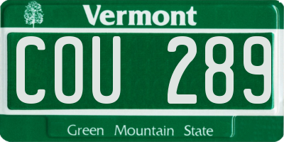 VT license plate COU289