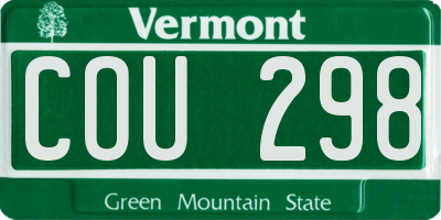 VT license plate COU298