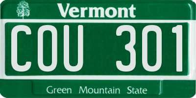 VT license plate COU301