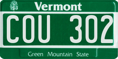 VT license plate COU302