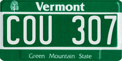VT license plate COU307