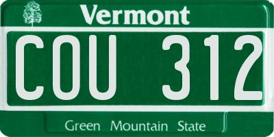 VT license plate COU312