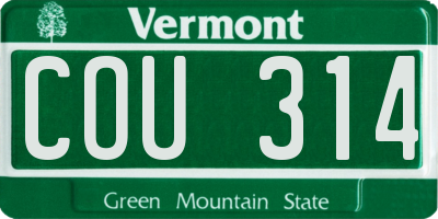 VT license plate COU314