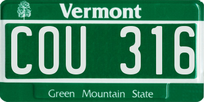 VT license plate COU316