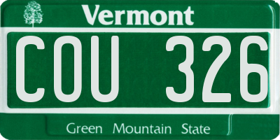 VT license plate COU326