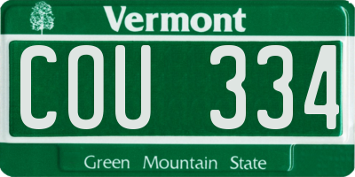 VT license plate COU334