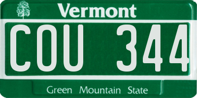 VT license plate COU344