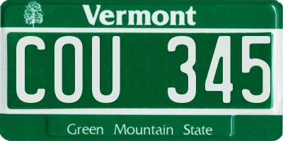 VT license plate COU345