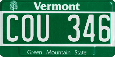 VT license plate COU346