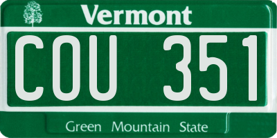 VT license plate COU351
