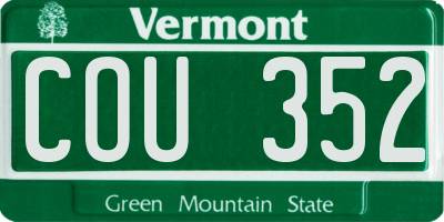 VT license plate COU352