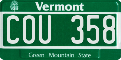 VT license plate COU358