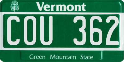 VT license plate COU362