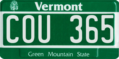 VT license plate COU365
