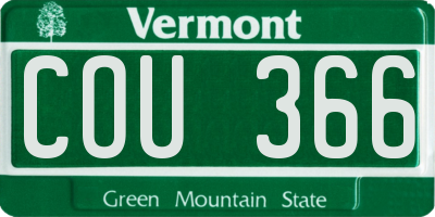 VT license plate COU366