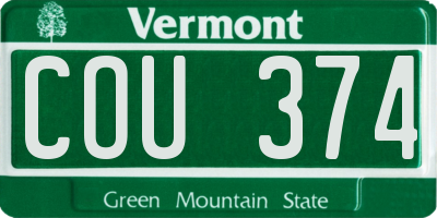 VT license plate COU374