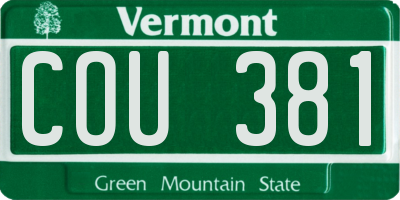 VT license plate COU381