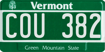 VT license plate COU382
