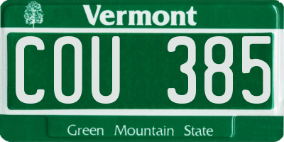 VT license plate COU385